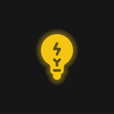 Beyin fırtınası yapan sarı parlak neon simgesi