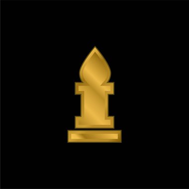 Bishop Chess Parçası Altın kaplama metalik simge veya logo vektörü