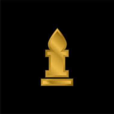 Bishop Chess Piece gold plated metalic icon or logo vector clipart
