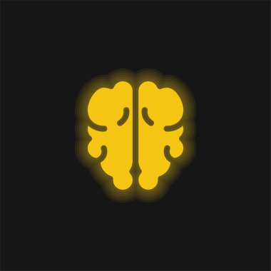 Beyin sarısı parlak neon simgesi