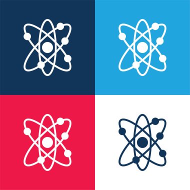 Atom blue and red four color minimal icon set clipart