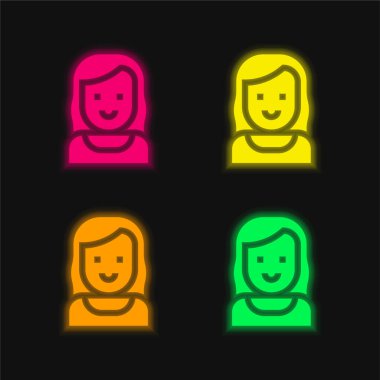 Dört renkli parlak neon vektör simgesi