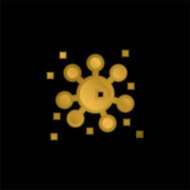 Bakteri altın kaplama metalik simge veya logo vektörü