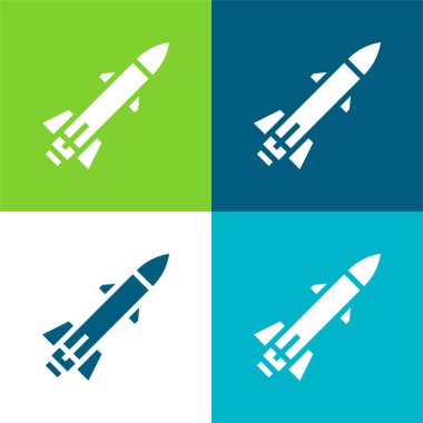 Bomba Düz 4 renk en küçük simge seti