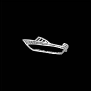 Boat silver plated metallic icon clipart