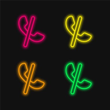 Küresel Bloklanmış Çağrı İşareti Bir Slash dört renk neon vektör simgesi ile