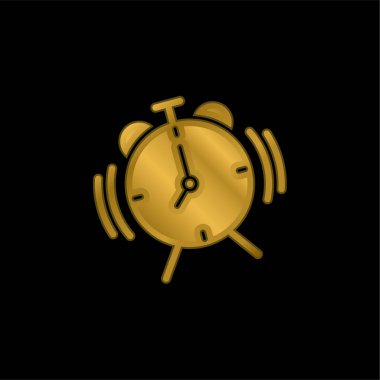 Alarm Saati altın kaplamalı metalik simge veya logo vektörü