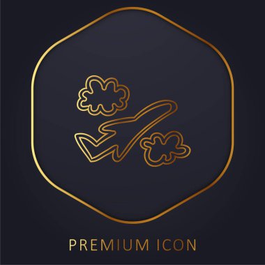 Uçak El Uçuşu Bulutlar Arasında Altın Hat prim logosu veya simgesi