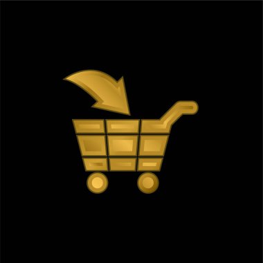 E Cart Ticaret Arayüzü Simgesi Altın Kaplama Metal Simge veya logo Vektörü Ekle
