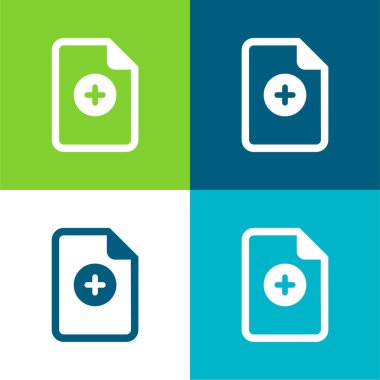 Dosya Düz 4 renk minimal simgesi seti ekle