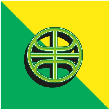 Basketbol topu ana hatları yeşil ve üç boyutlu modern vektör logosu