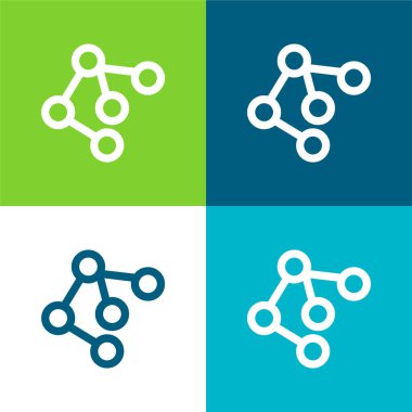 Çemberlerden ve Düz Çizgilerden Yapılandırılmış Atom Yapısı En az dört renk simgesi