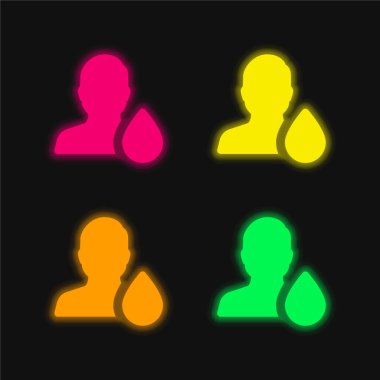 Kan dört renk parlayan neon vektör simgesi
