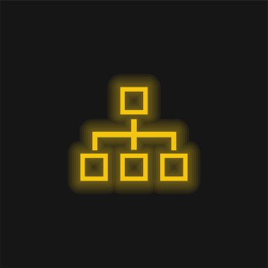 Dört Karenin Blok Şeması Parlak sarı neon simgesi