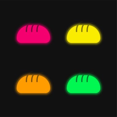 Bread four color glowing neon vector icon clipart