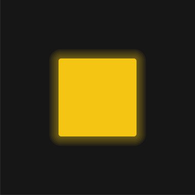 Black Square Shape yellow glowing neon icon clipart