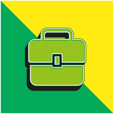 Evrak çantası Yeşil ve sarı modern 3d vektör simgesi logosu