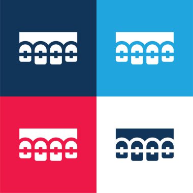 Parlaklıklar mavi ve kırmızı dört renk minimal simge kümesi