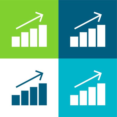 Bar Chart Flat four color minimal icon set clipart