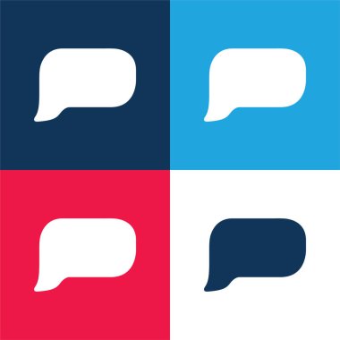 Siyah Boş Konuşma Kabarcığı mavi ve kırmızı dört renk simgesi seti