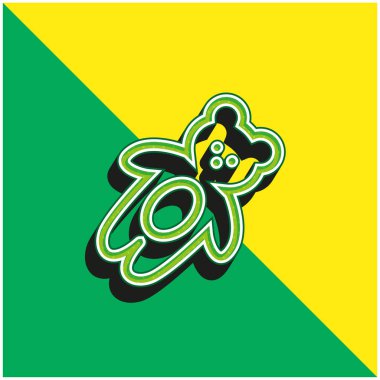 Ayı Oyuncak Yeşil ve Sarı 3D vektör simgesi logosu