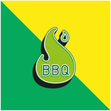 Bbq Green ve sarı modern 3d vektör simgesi logosu