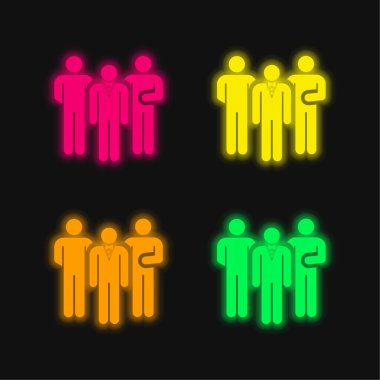 Koruma dört renk parlayan neon vektör simgesi