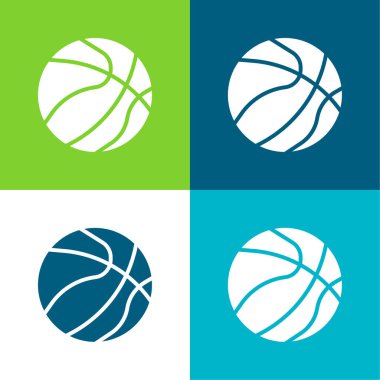 Basketbol Düz 4 renk minimal simge seti