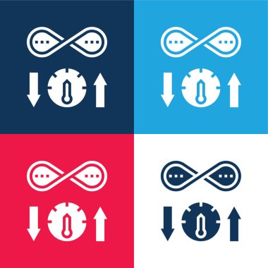 Bandwidth blue and red four color minimal icon set clipart