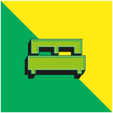 Yatak Yeşil ve Sarı Modern 3D vektör simgesi logosu