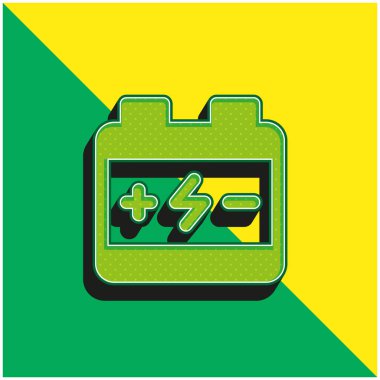 Pil Yeşil ve Sarı modern 3D vektör simgesi logosu