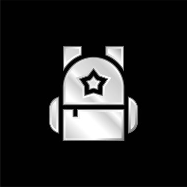 Sırt çantasında gümüş kaplama metalik simge