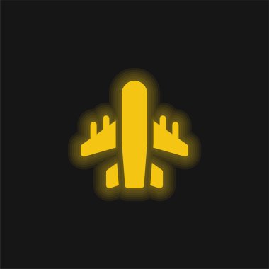 Uçak sarısı parlayan neon simgesi