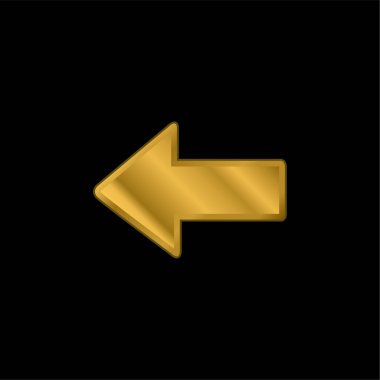 Sol altın kaplama metalik ikonu veya logo vektörünü gösteren ok