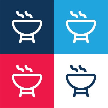 Barbekü Özeti Mavi ve Kırmızı Minimum Renk Simgesi