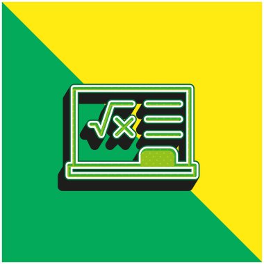 Karatahta Yeşil ve sarı modern 3D vektör simgesi logosu