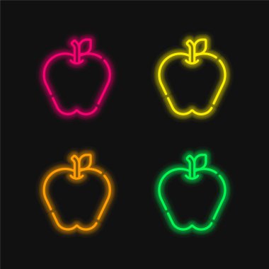 Apple dört renk parlayan neon vektör simgesi
