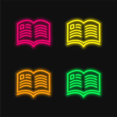 Kitap Eli Açık Sayfalar Parlak neon vektör simgesi