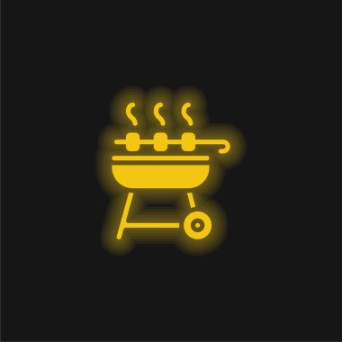Barbekü sarı parlayan neon simgesi