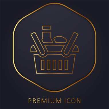 Sepet altın çizgi prim logosu veya simgesi