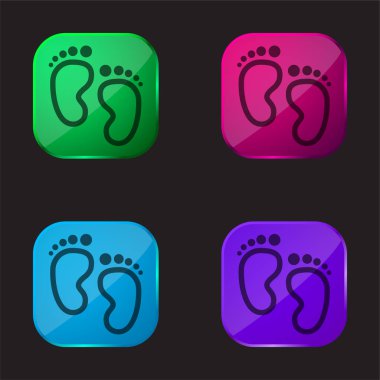 Baby Footprints four color glass button icon clipart