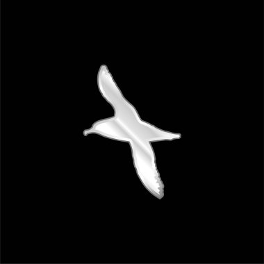 Albatross Bird Shape silver plated metallic icon clipart