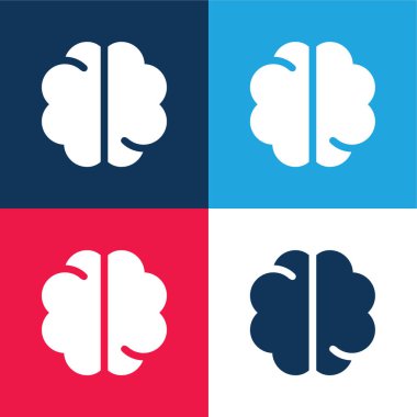 Beyin mavisi ve kırmızı dört renk minimal simge kümesi