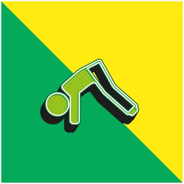 Yerdeki Çocuk Sokak Bacakları Yeşil ve Sarı 3D vektör simgesi