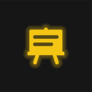 Blackboard yellow glowing neon icon clipart