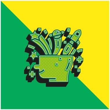 Beyin Yeşili ve Sarı Modern 3D vektör simgesi logosu