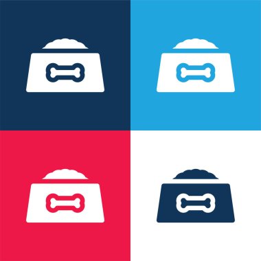 Bowl blue and red four color minimal icon set clipart