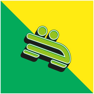 Bobsled Yeşil ve sarı modern 3d vektör simgesi logosu