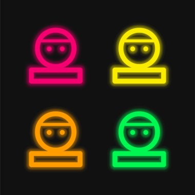 Dört renkli parlak neon vektör simgesi