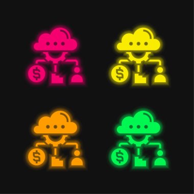 Parlayan dört renk neon vektör simgesini analiz et